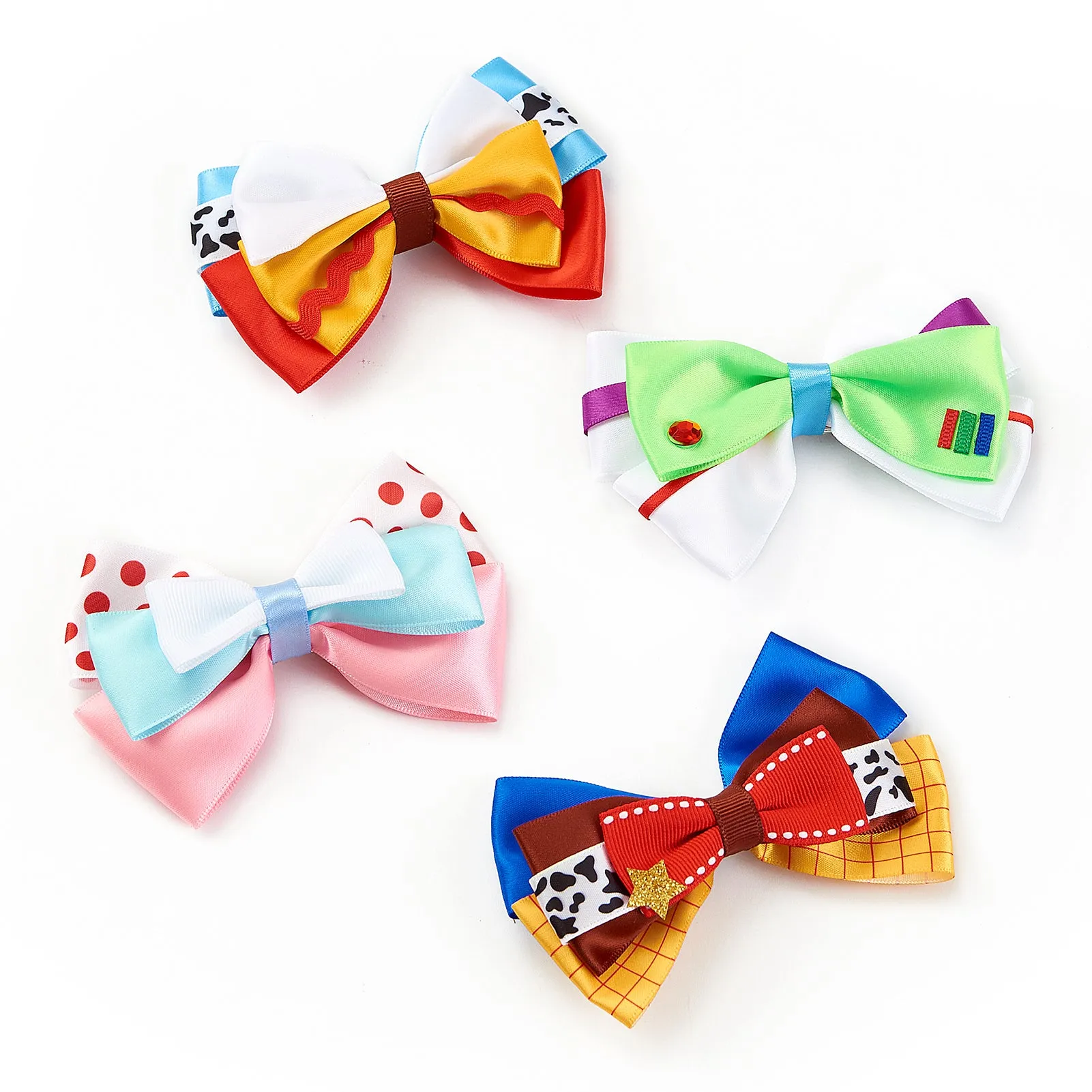 Baby Girls Cartoon Hair Bow Clips 4pc 4" Dress Up Accessories for Halloween Party