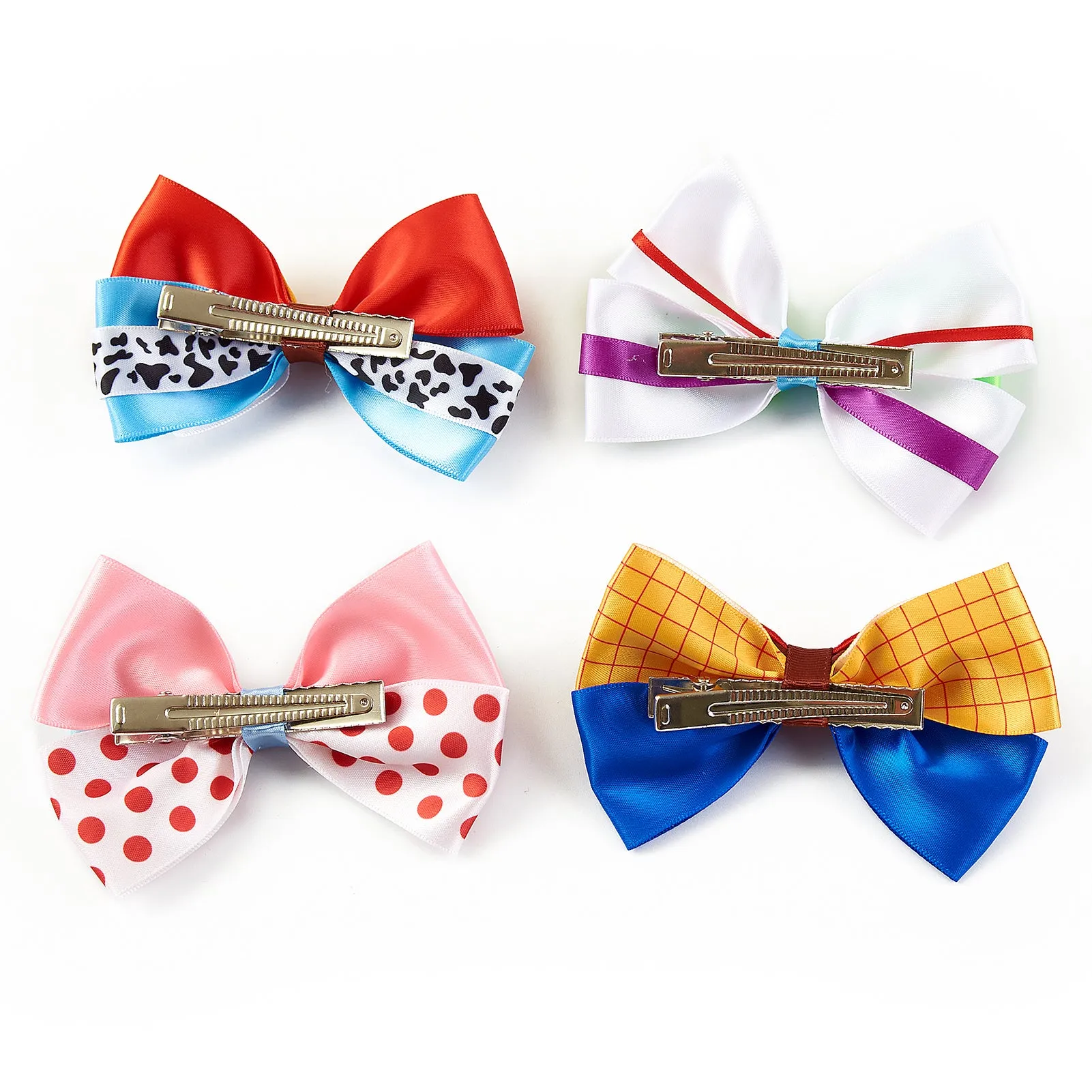 Baby Girls Cartoon Hair Bow Clips 4pc 4" Dress Up Accessories for Halloween Party