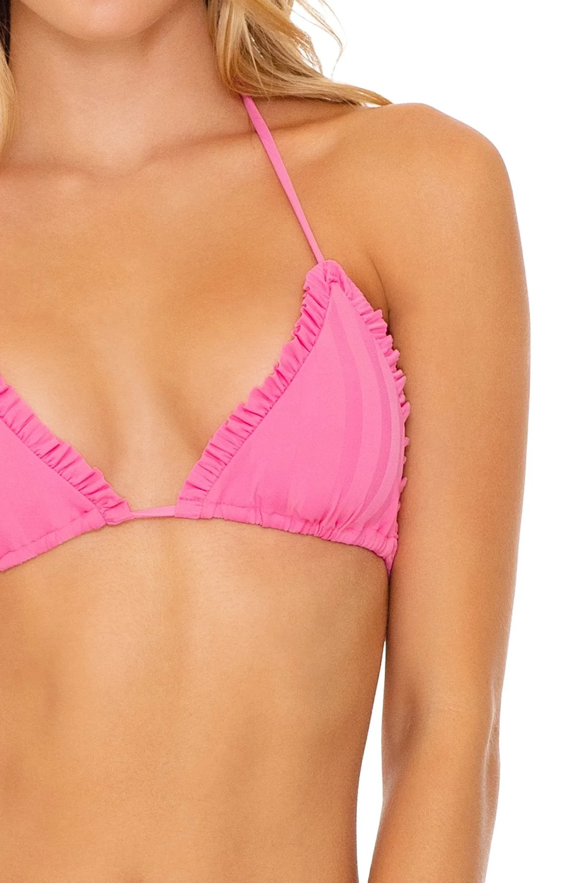 BACHELORETTE AND HER BABES - Triangle Top & Wavey Ruched Back Tie Side Bottom • Party Pink