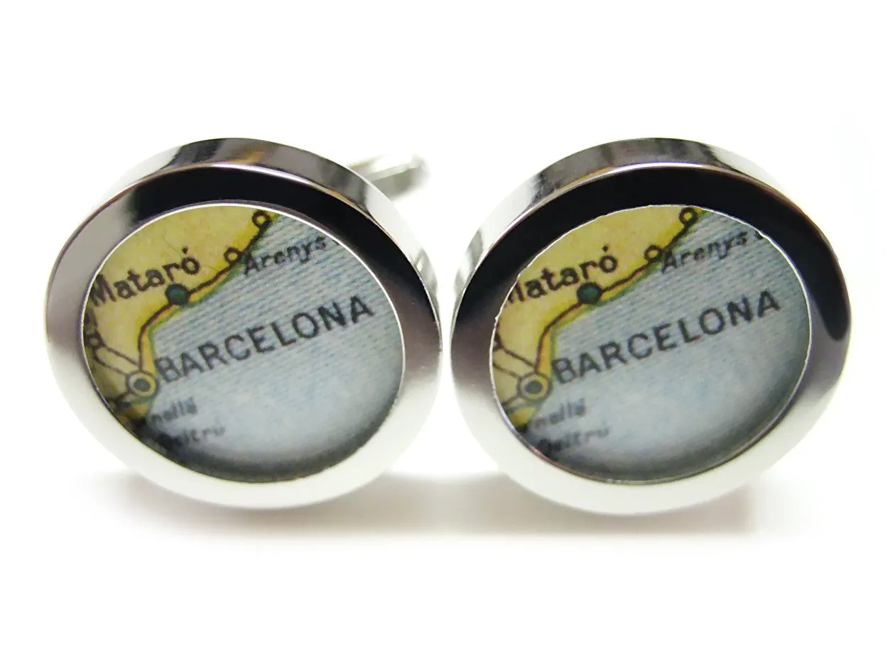 Barcelona Map Cufflinks