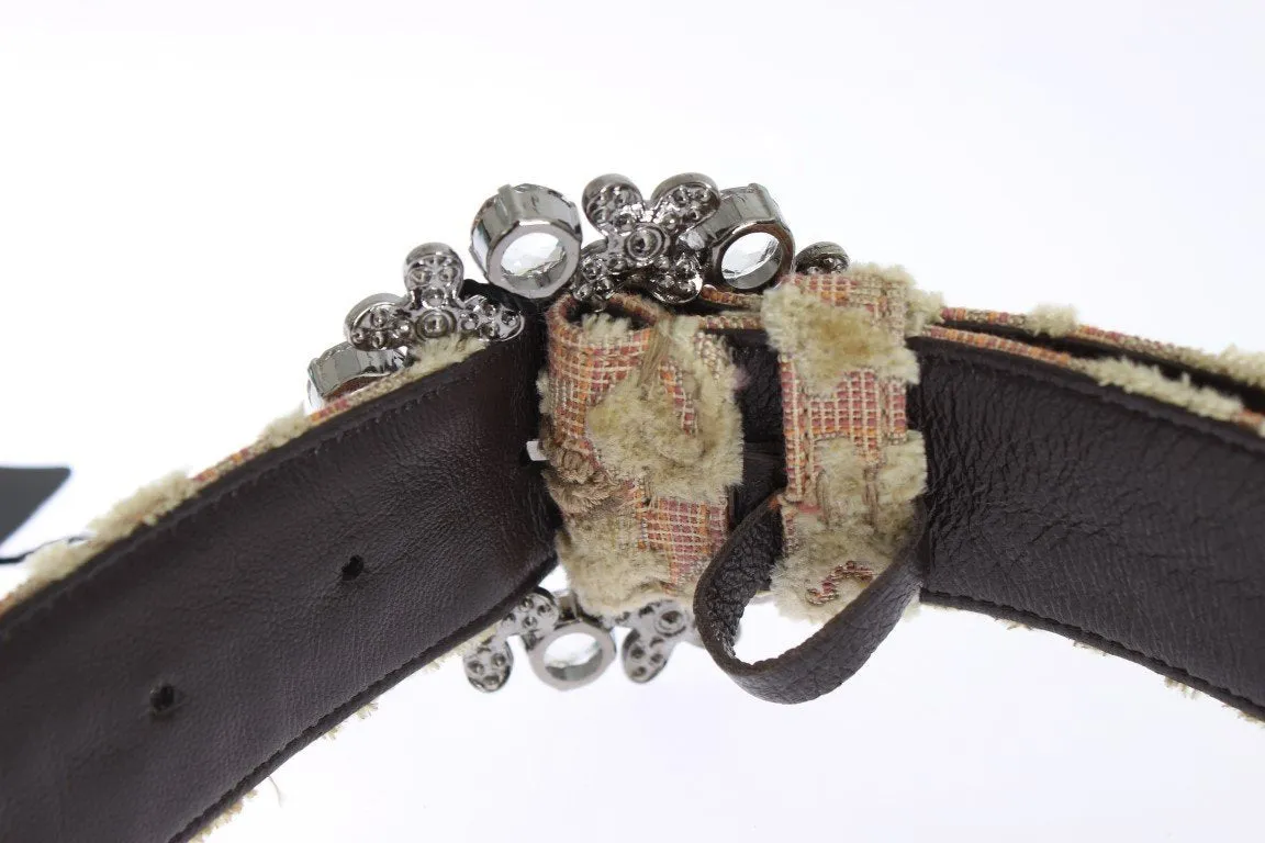 Baroque Brocade Crystal Buckle Belt