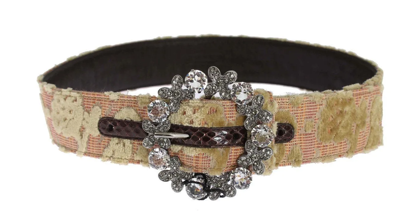 Baroque Brocade Crystal Buckle Belt
