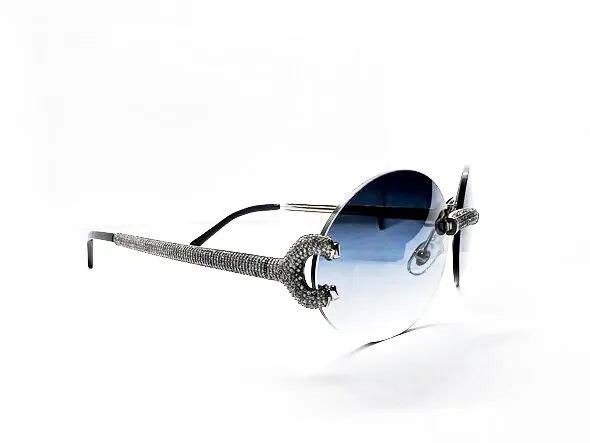 Big C Silver Full Diamond Bubble Set with 60 Oval Smokey Grey Lenses
