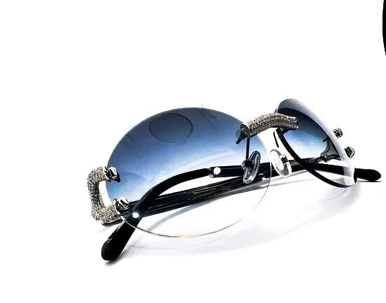 Big C Silver Full Diamond Bubble Set with 60 Oval Smokey Grey Lenses