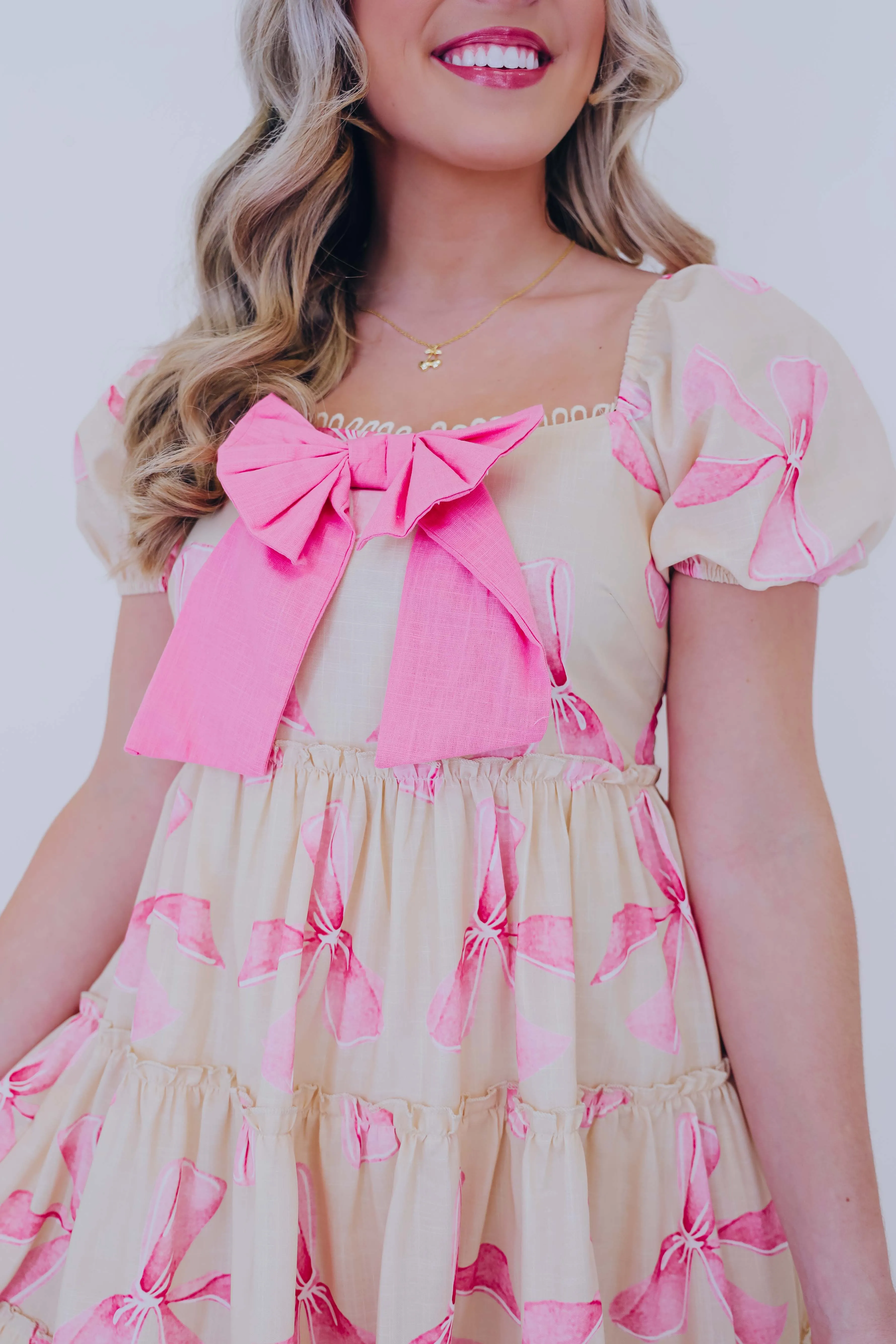 Billowing Bow Tiered Mini Dress - 2 Colors