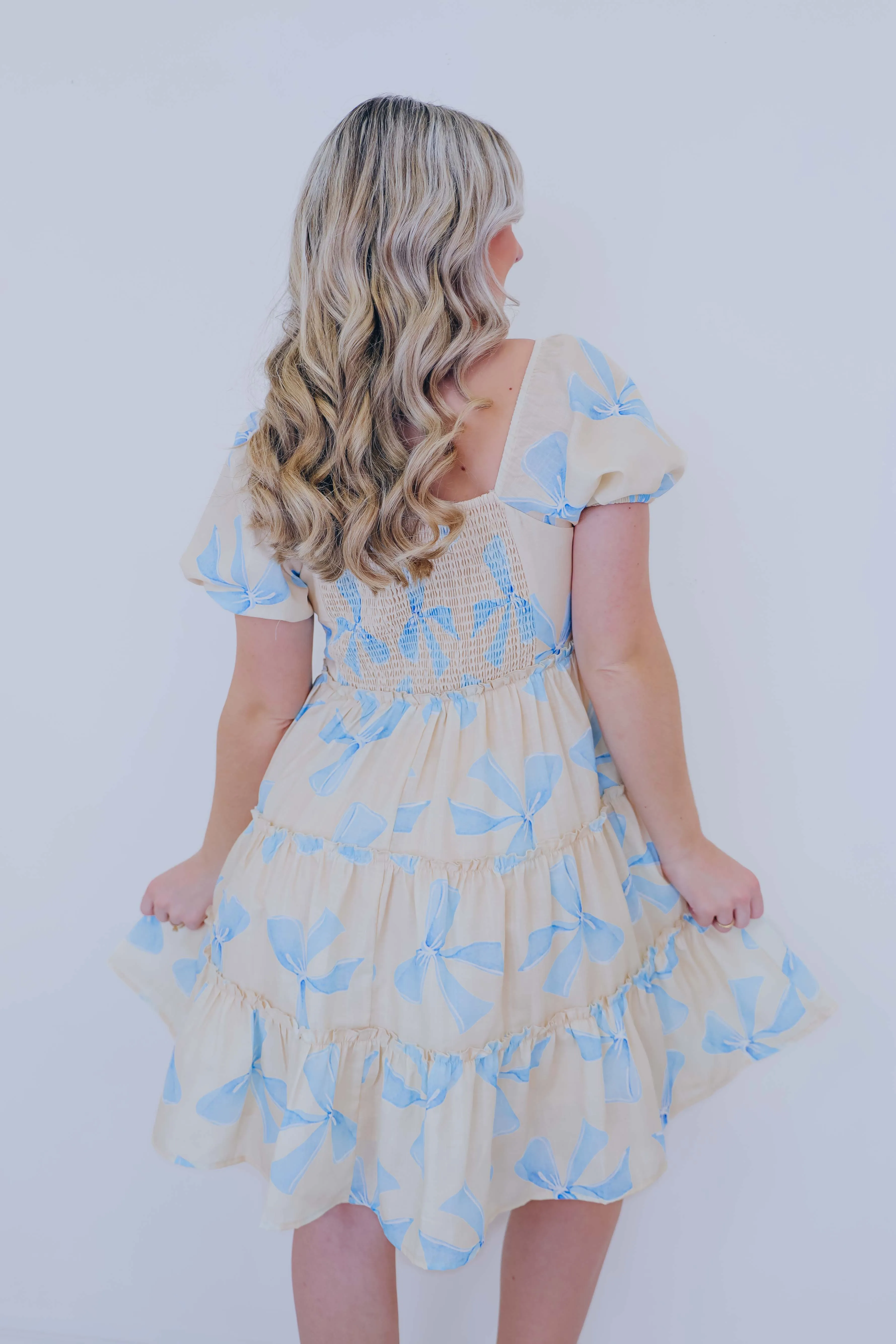Billowing Bow Tiered Mini Dress - 2 Colors