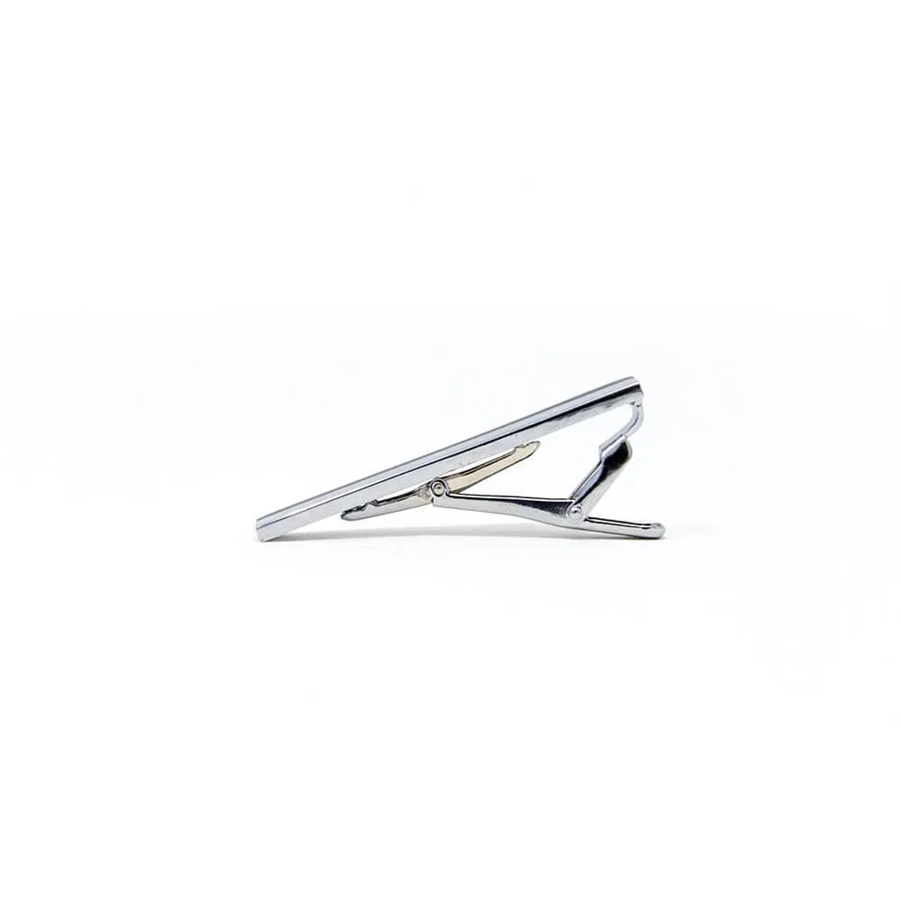 Black and Silver Striped Tie Clip