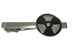 Black and Silver Toned Radioactive Symbol Tie Clip