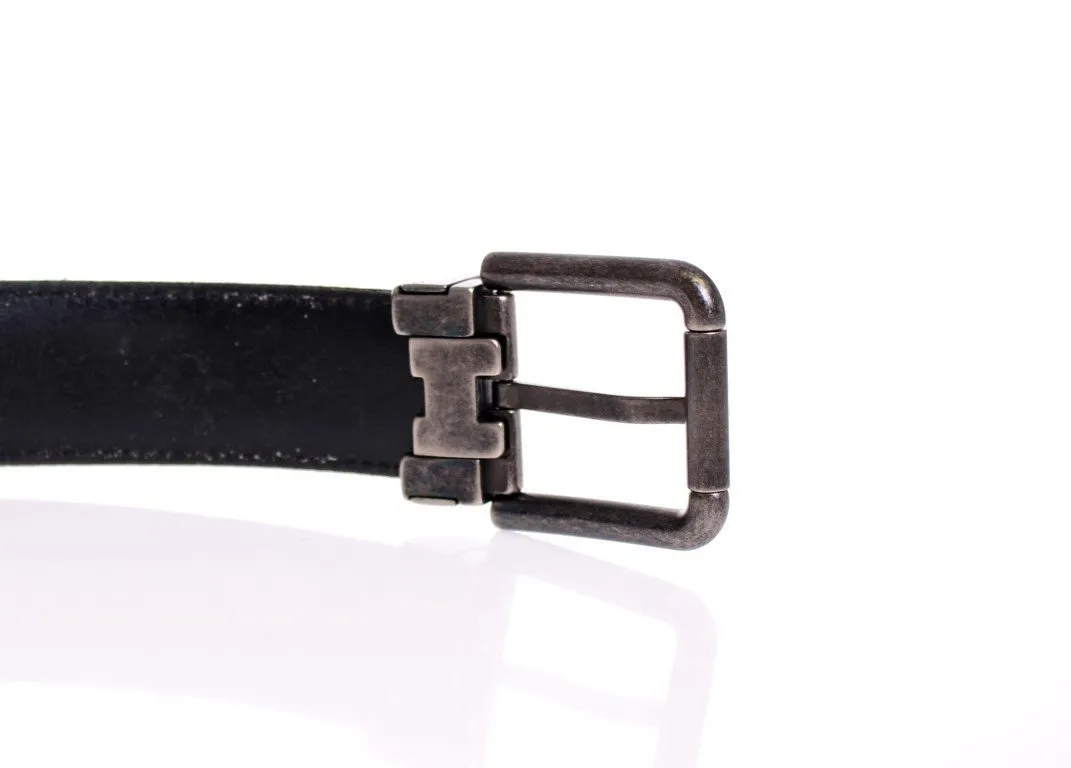 Black Heritage Leather Silk Logo Belt