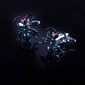 Black Mens Stainless Steel Bug Cufflinks for Shirt with Box - Hand Crafted Perfect Gift
