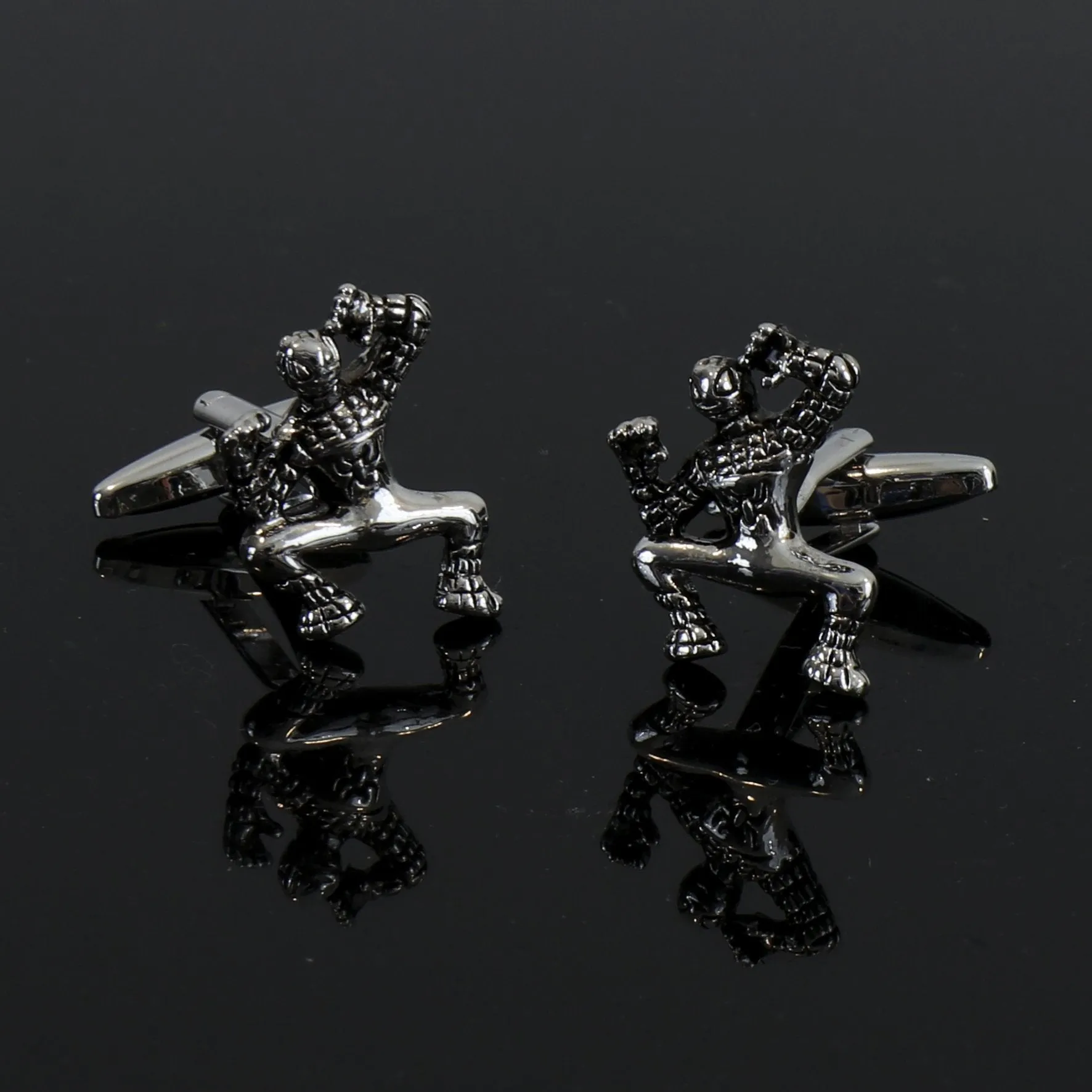 Black Mens Stainless Steel Spidey Cufflinks for Shirt with Box - Hand Crafted Perfect Gift