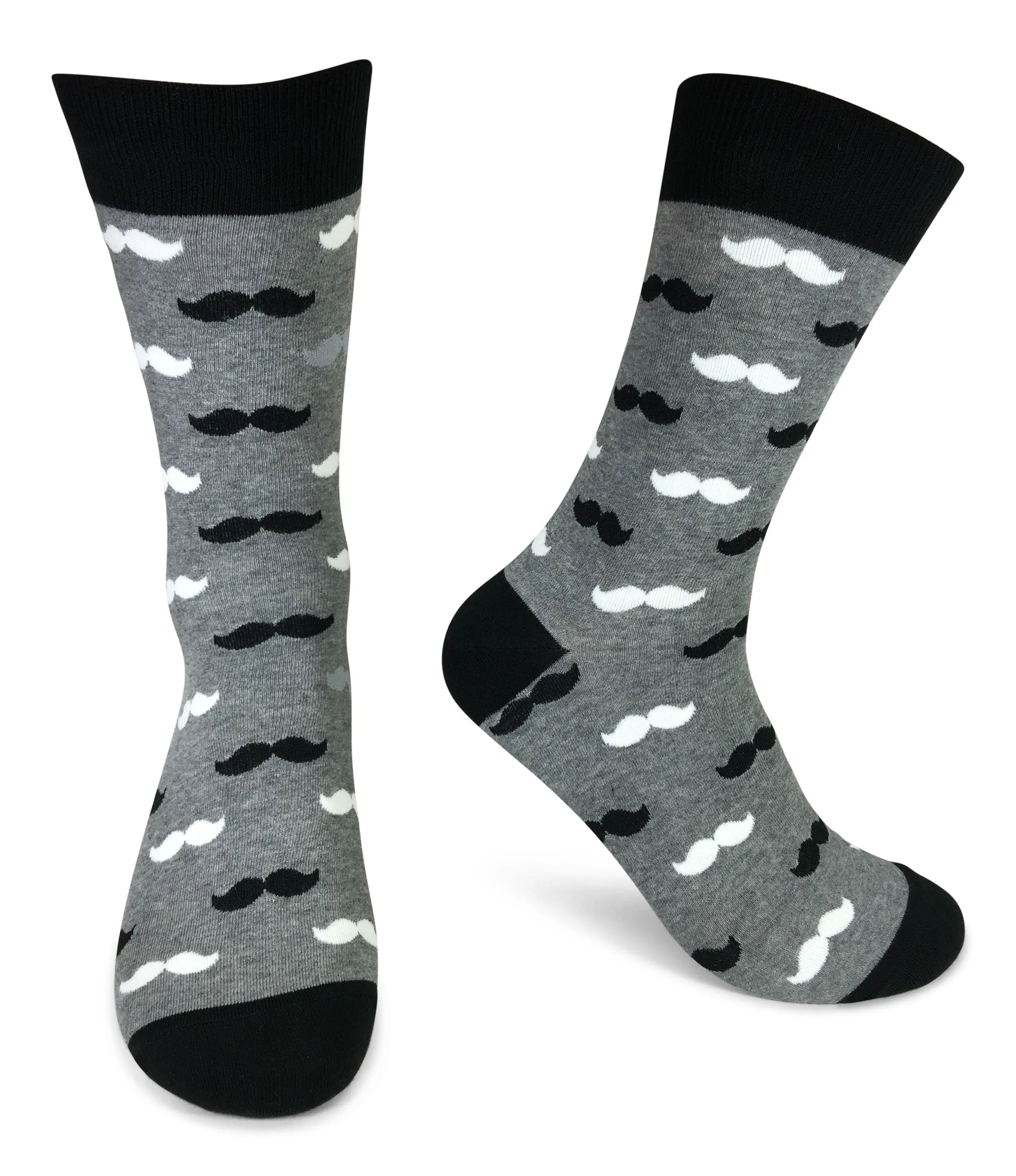 Black Onyx Mustache Cufflink with Matching Men Mustache Socks-Gift Box