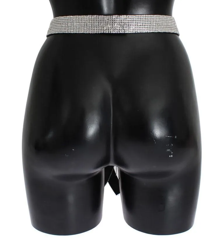 Black Silk Clear Crystal Waist Belt