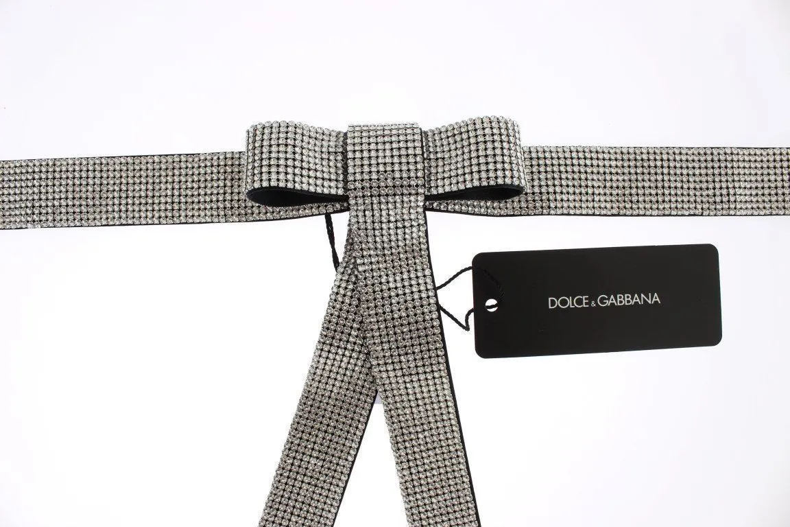 Black Silk Clear Crystal Waist Belt