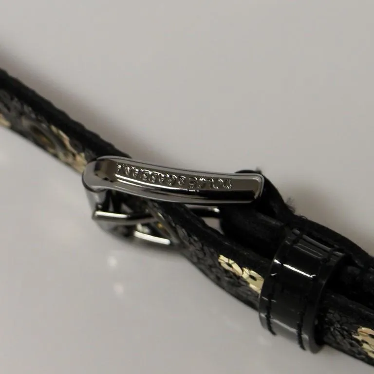 Black Silk Sequined Logo Belt