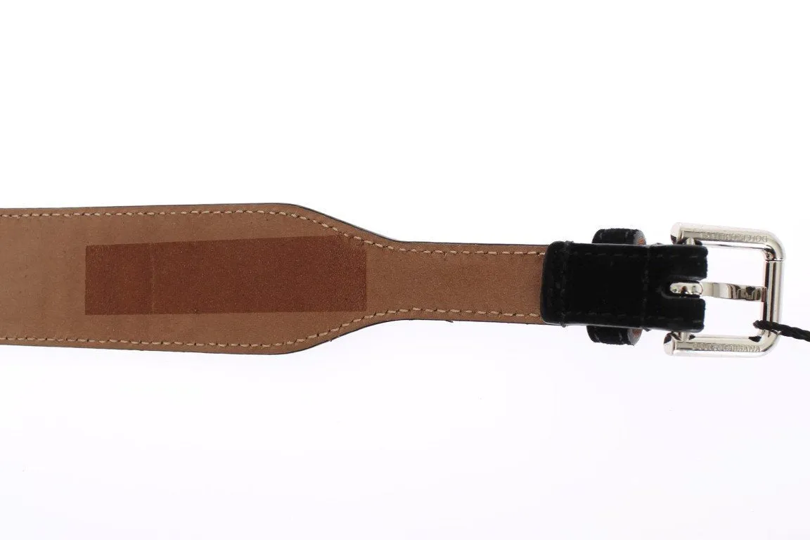 Black Suede Swarovski Crystal Waist Belt