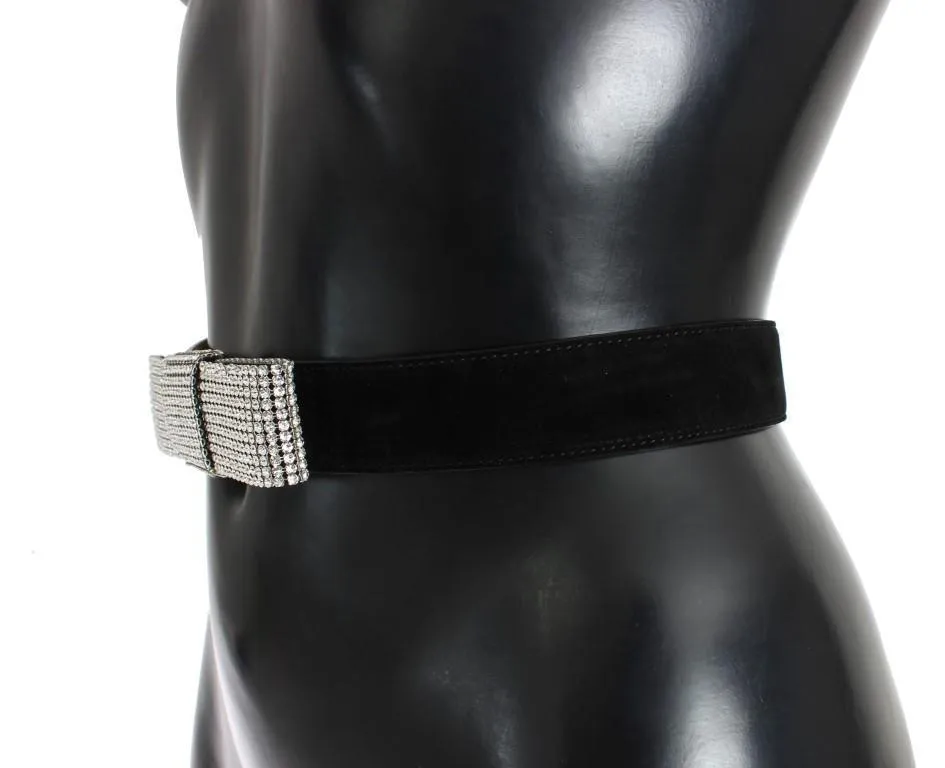 Black Suede Swarovski Crystal Waist Belt