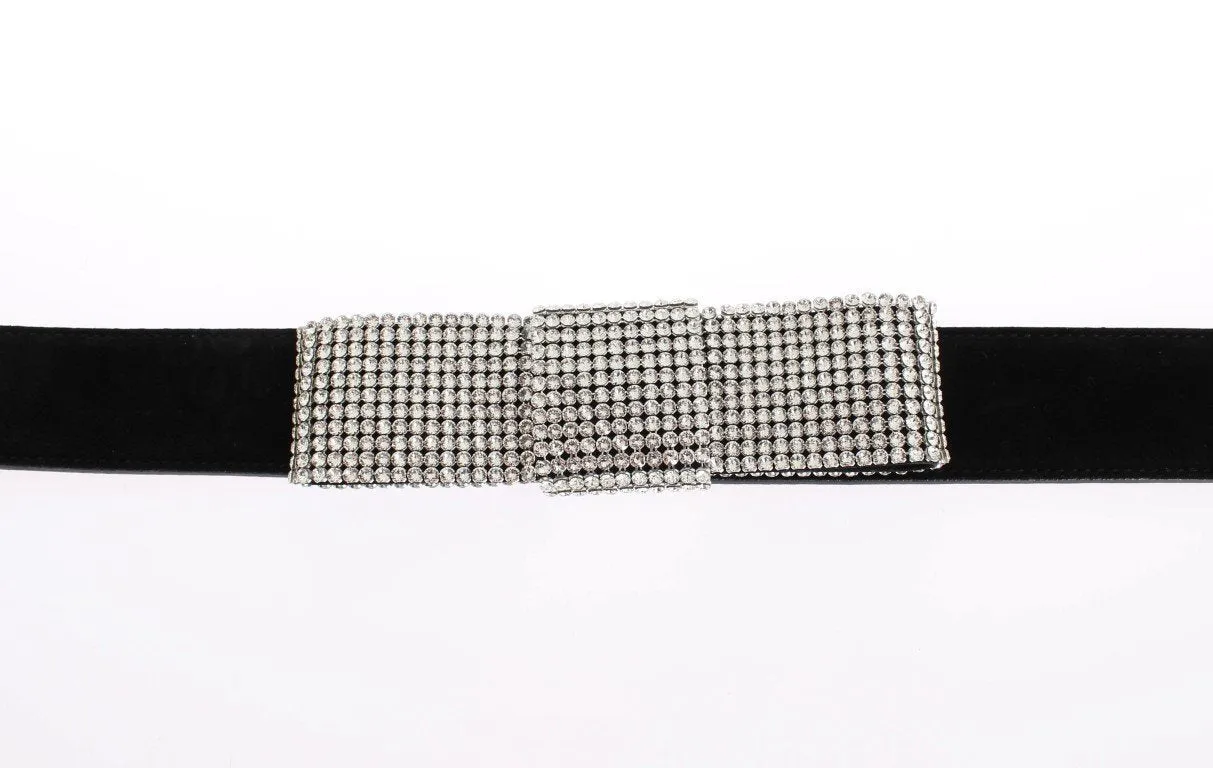 Black Suede Swarovski Crystal Waist Belt