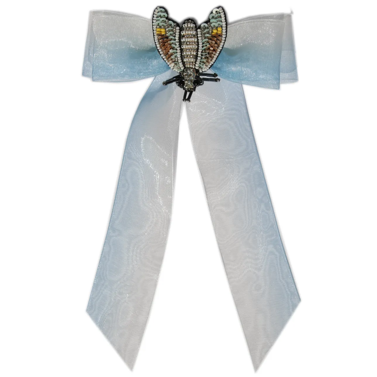 Blue Organza Hair Bow Clip