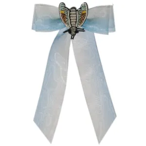 Blue Organza Hair Bow Clip