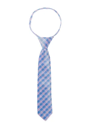 Blue Pink Check Zipper Tie
