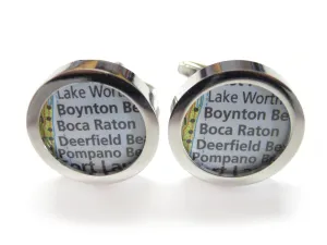 Boca Raton Florida Map Cufflinks