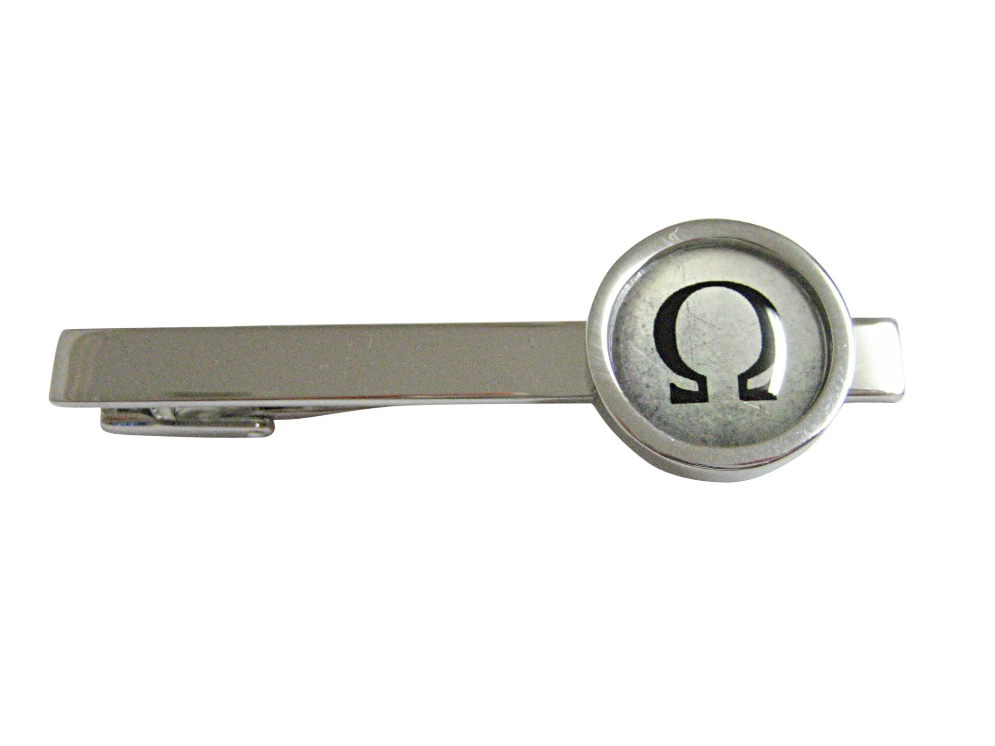 Bordered Mathematical Greek Omega Symbol Square Tie Clip
