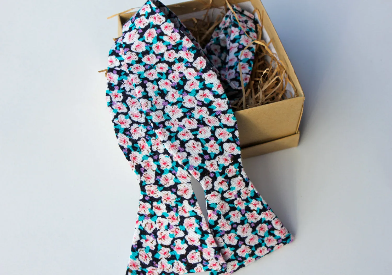 Bright Pink, Purple, and Blue Floral Bow Tie