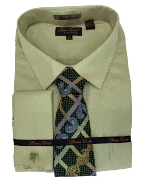 Bruno Conte Check Regular Fit Dress Shirt Combo - Light Olive