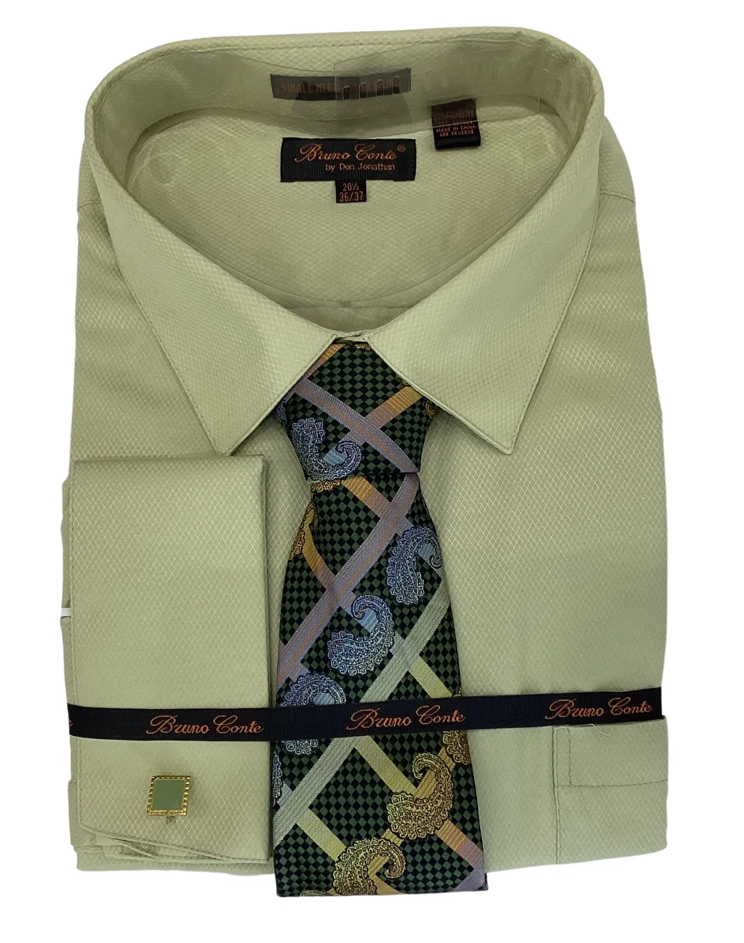 Bruno Conte Check Regular Fit Dress Shirt Combo - Light Olive