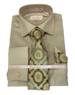 Bruno Conte Check Regular Fit Dress Shirt Combo - Sand