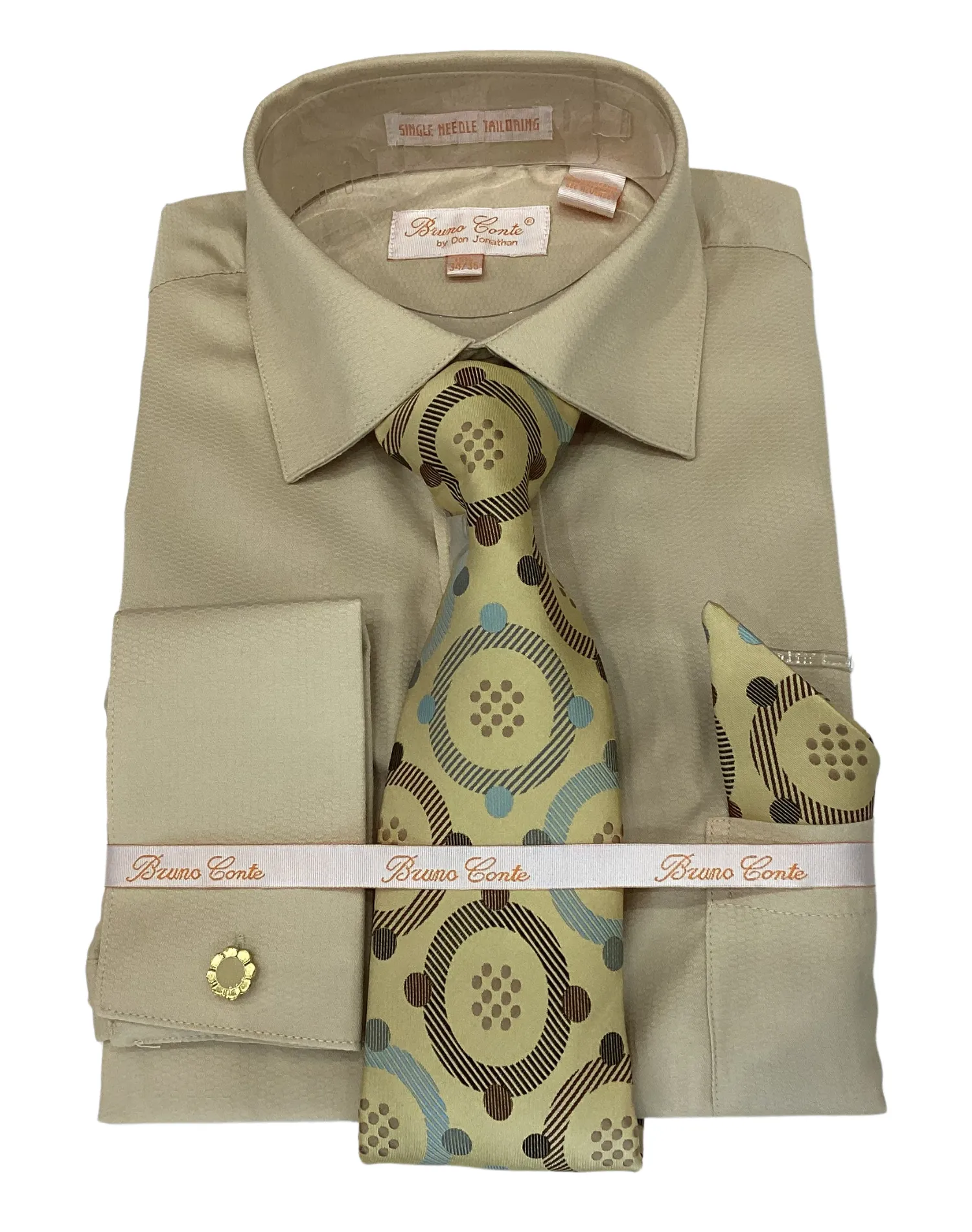 Bruno Conte Check Regular Fit Dress Shirt Combo - Sand