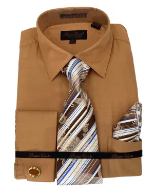 Bruno Conte Regular Fit Dress Shirt Combo - Cognac Brown