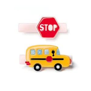 Bus Yellow & Red Stop Sign Alligator Clips - BTS23