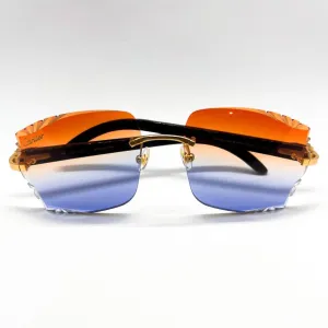 C Decor - Brushed Gold Blab Buffs w/ Diamond Cut Red, Orange & Blue Lenses
