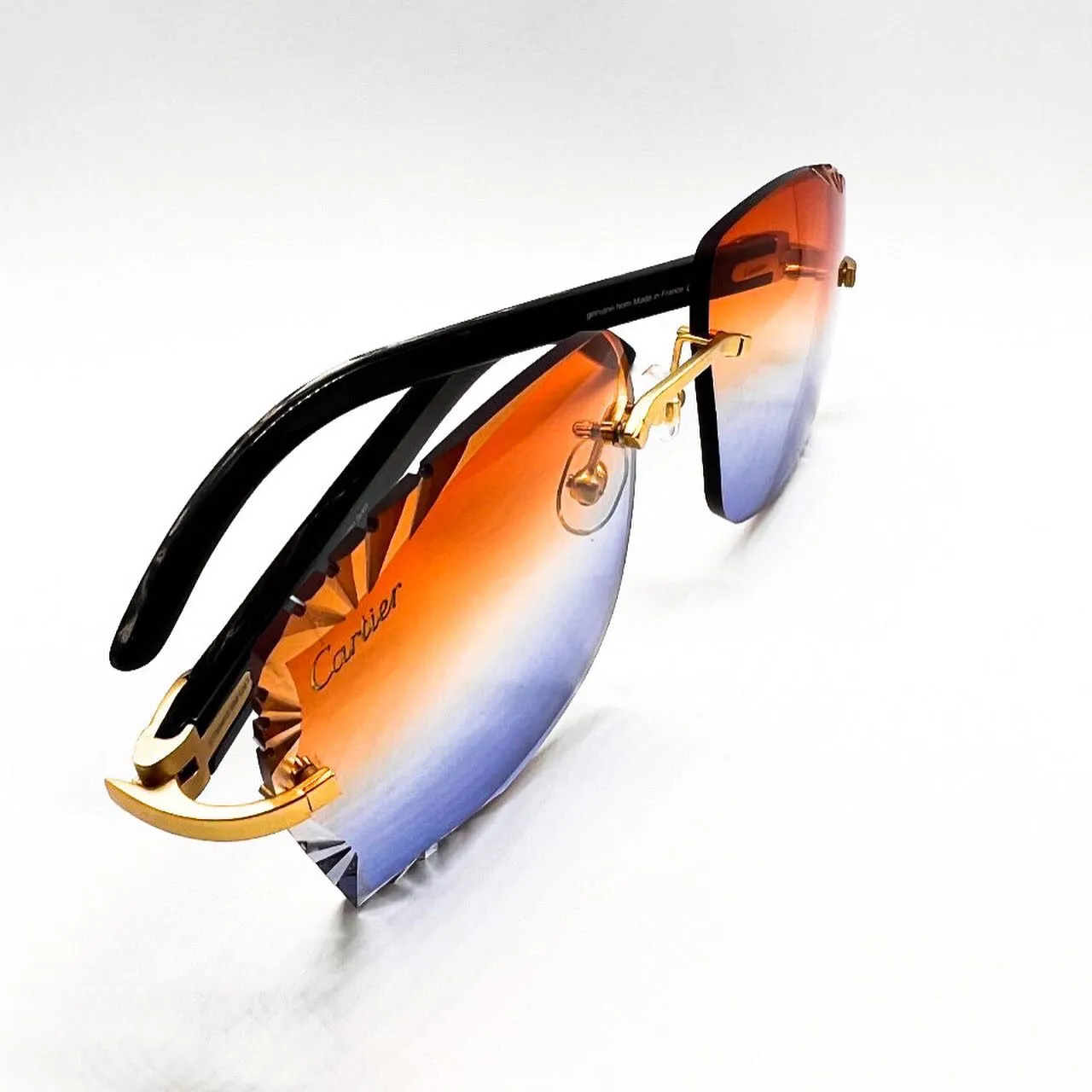 C Decor - Brushed Gold Blab Buffs w/ Diamond Cut Red, Orange & Blue Lenses