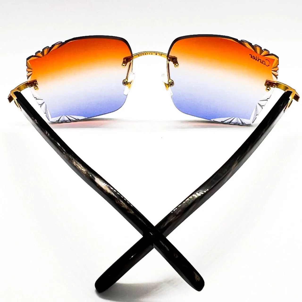 C Decor - Brushed Gold Blab Buffs w/ Diamond Cut Red, Orange & Blue Lenses