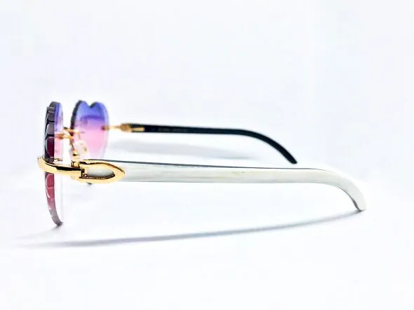 C Decor - Gold White Buffs w/ Purple & Pink Diamond Cut Heart Lenses