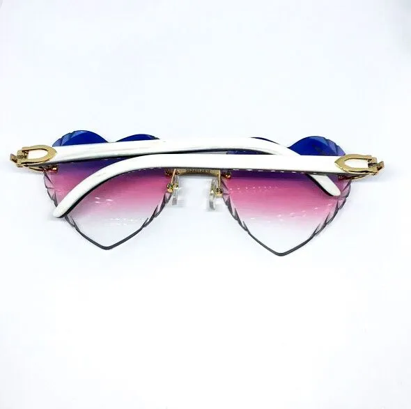 C Decor - Gold White Buffs w/ Purple & Pink Diamond Cut Heart Lenses