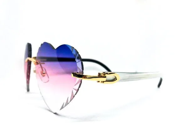 C Decor - Gold White Buffs w/ Purple & Pink Diamond Cut Heart Lenses
