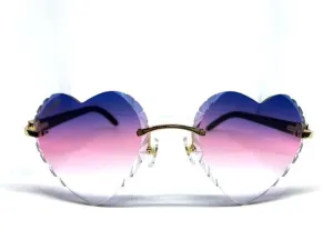 C Decor - Gold White Buffs w/ Purple & Pink Diamond Cut Heart Lenses