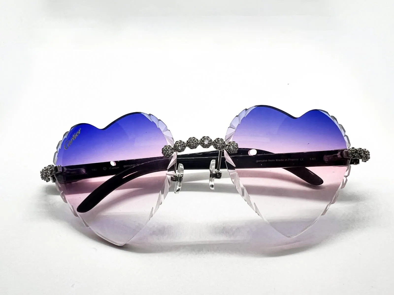 C Decor - Silver White Buffs w/ Purple, Pink & Clear Diamond Cut Heart Lenses
