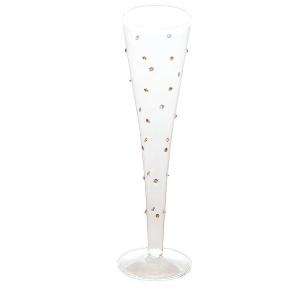 Champagne Flutes with Gold Dots