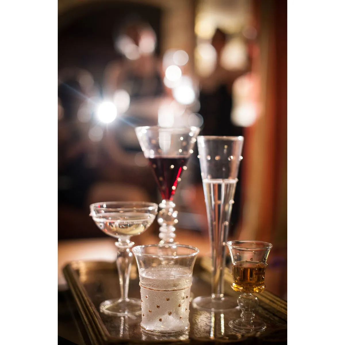 Champagne Flutes with Gold Dots