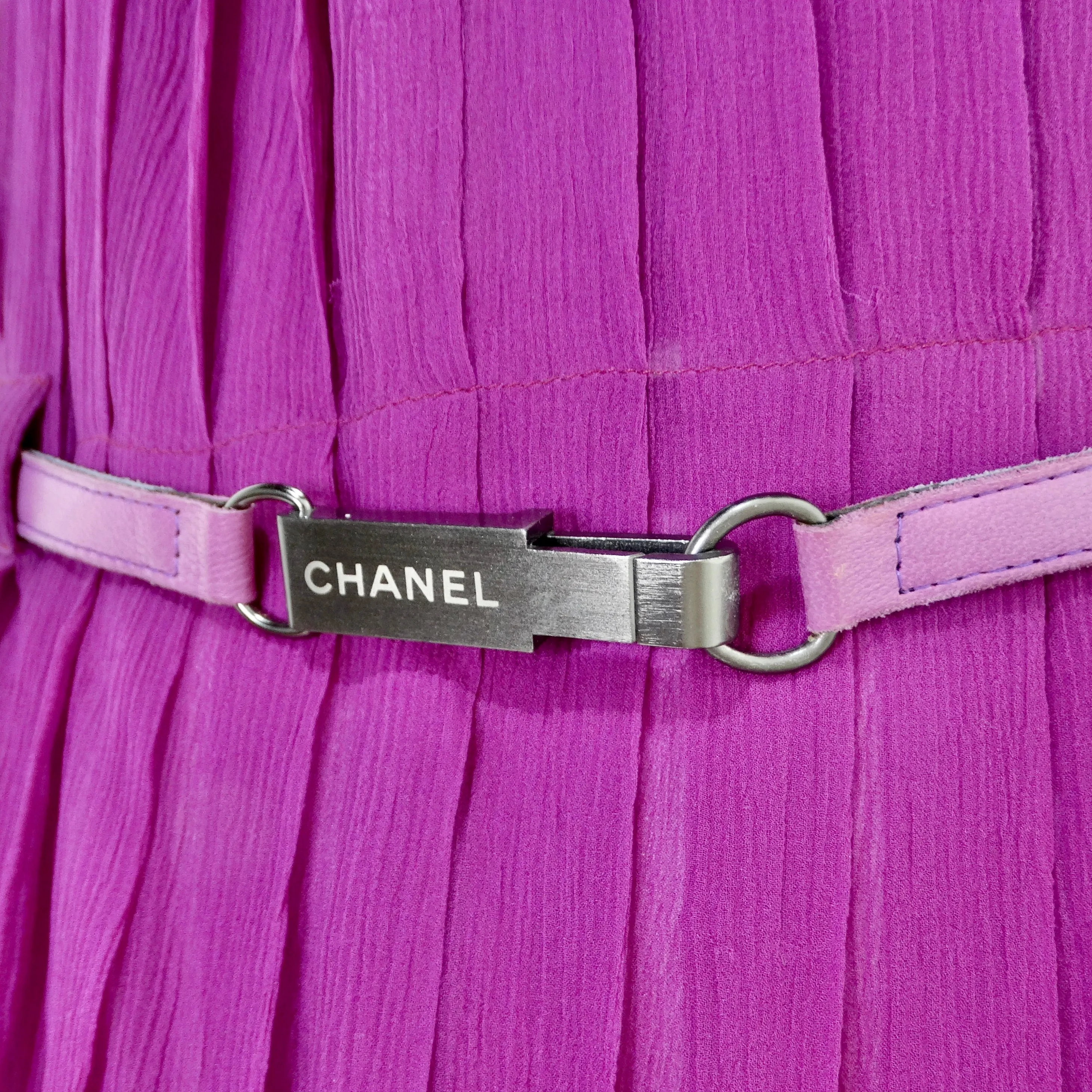 Chanel 2000 Purple Silk Dress, Pant & Belt Set