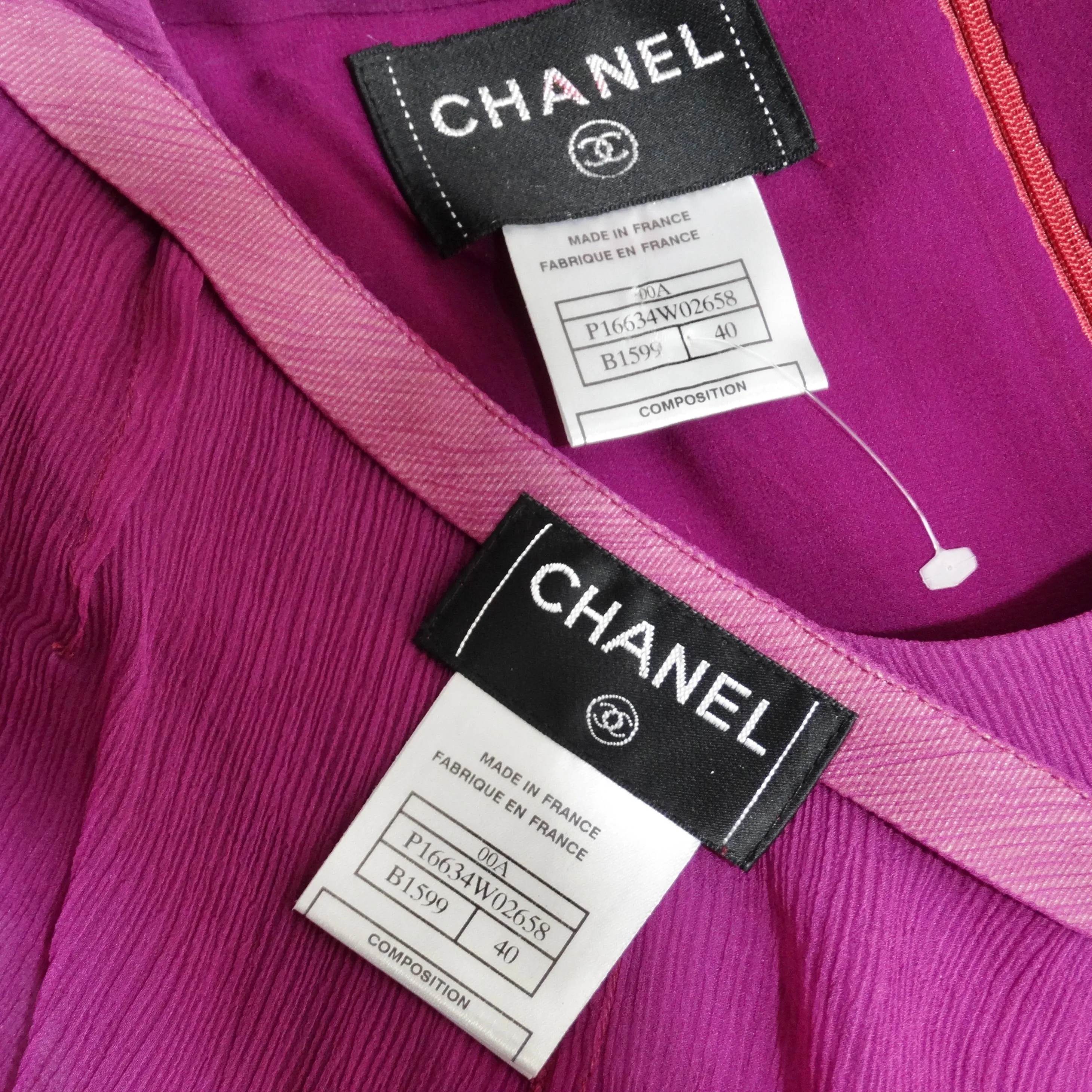Chanel 2000 Purple Silk Dress, Pant & Belt Set