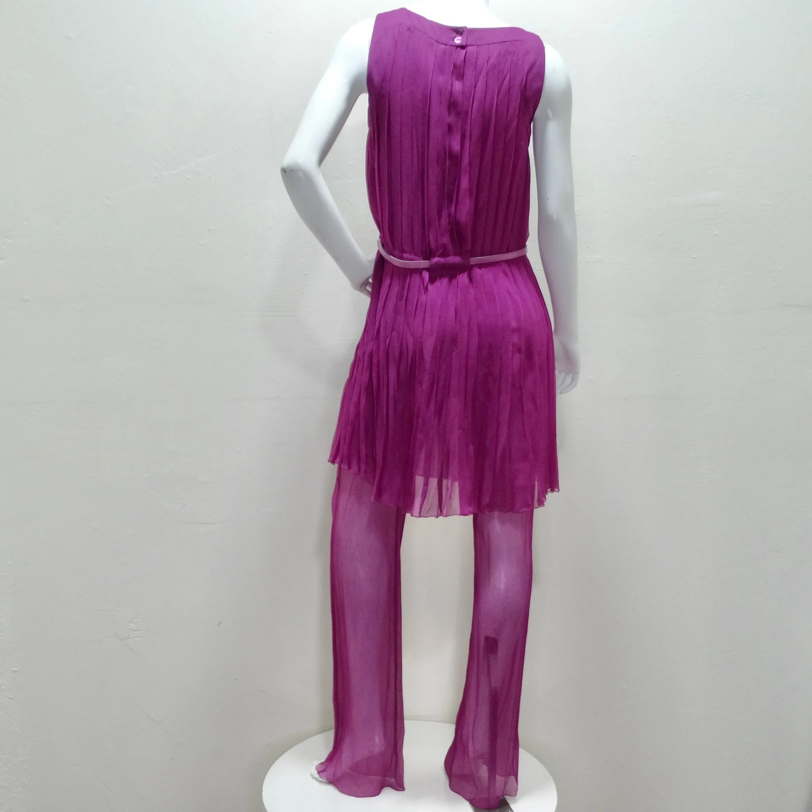 Chanel 2000 Purple Silk Dress, Pant & Belt Set
