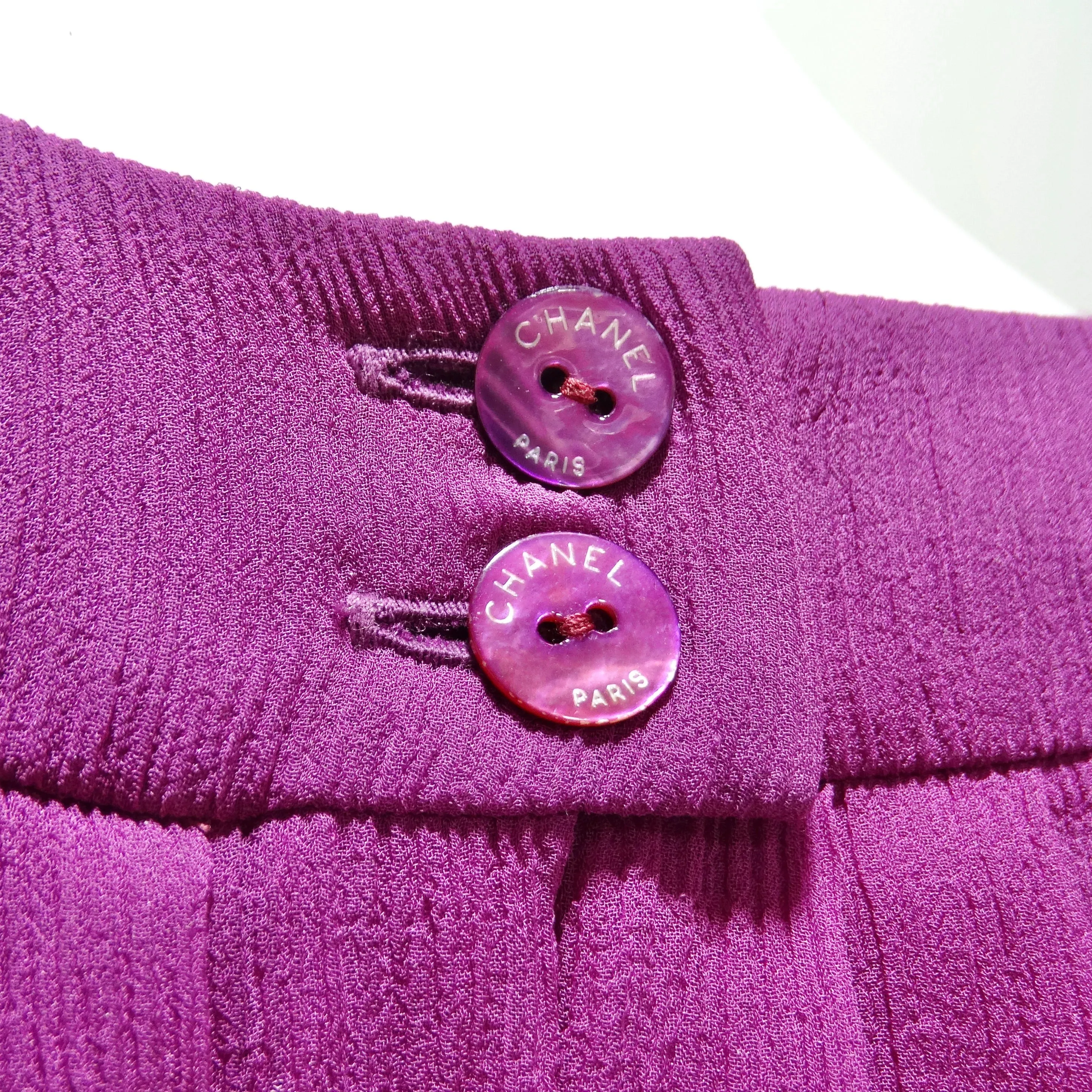 Chanel 2000 Purple Silk Dress, Pant & Belt Set