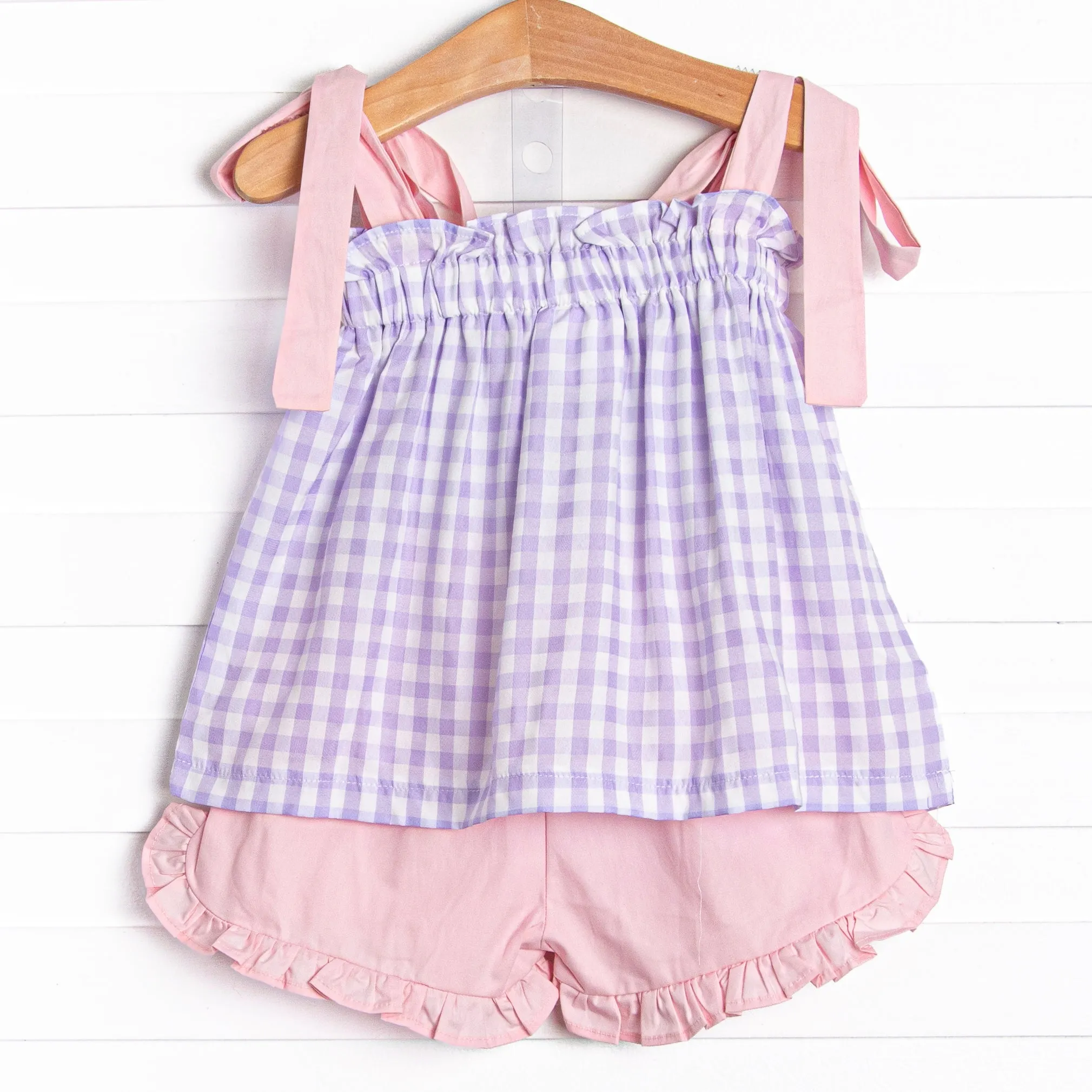 Check Yes Short Set, Purple
