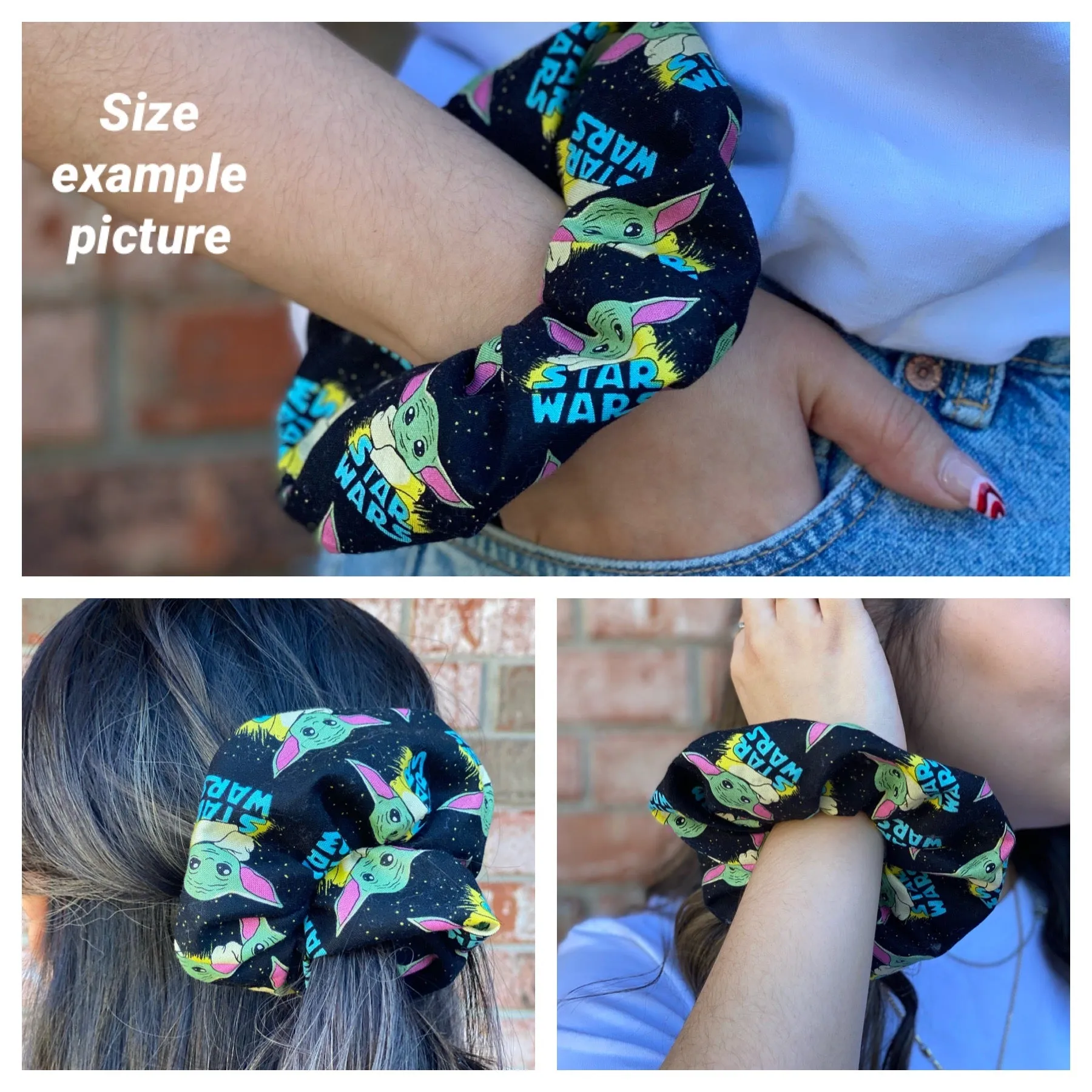 Checkered Black and White Scrunchie hair Tie Ponytail
